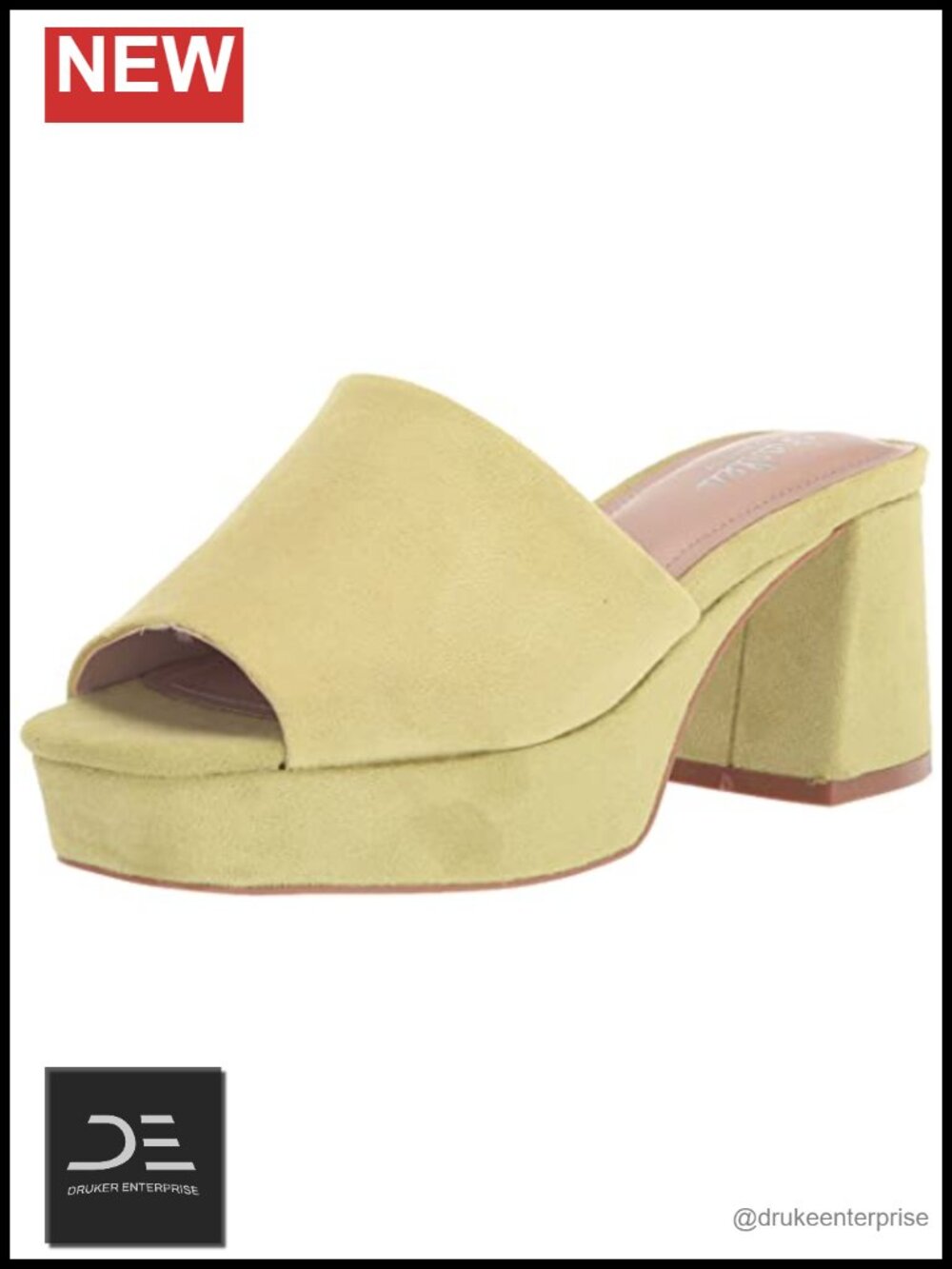 Faux Leather Women's Heeled Sandals Platform Block Heel Slip On